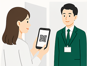 来場者がQRコードを提示