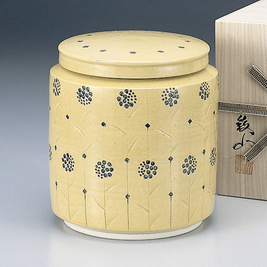 茶陶窯元 鉄山「黄彩藍花紋」